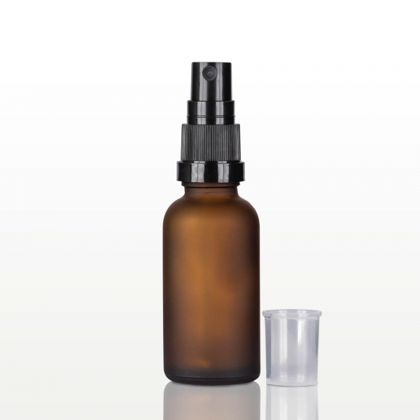 Spray flacon sticla ambra mat, capac negru - 30 ml [2]