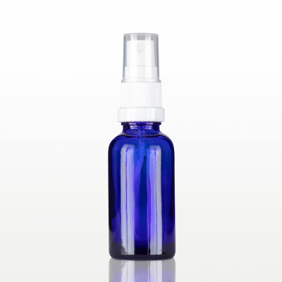 Accessorii - Spray flacon sticla albastra cu capac alb - 30 ml