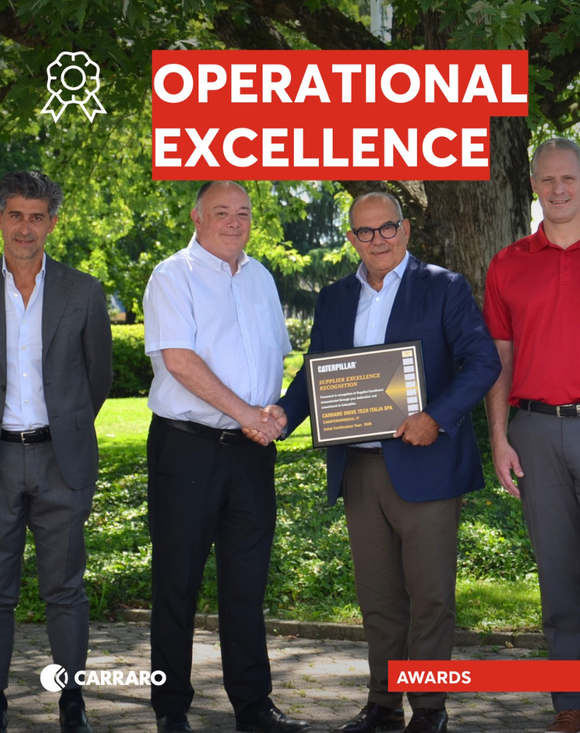 Carraro, recunoscut de Caterpillar pentru excelență. O certificare care confirmă performanța construită în timp