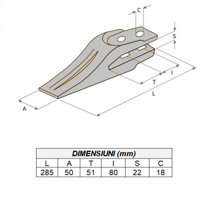 Dinte cupa buldoexcavator tip Komatsu 312204054-ITR [3]