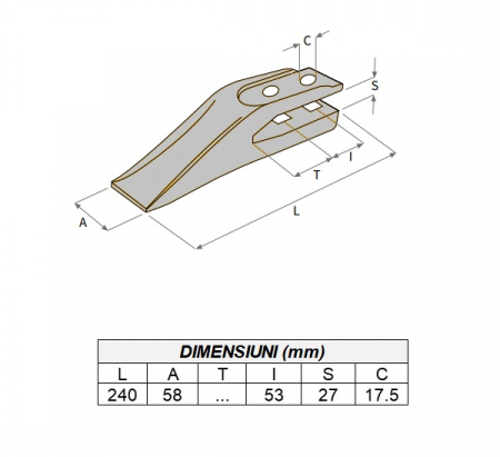 Dinte cupa buldoexcavator tip Terex 1462201M2-ITR [3]