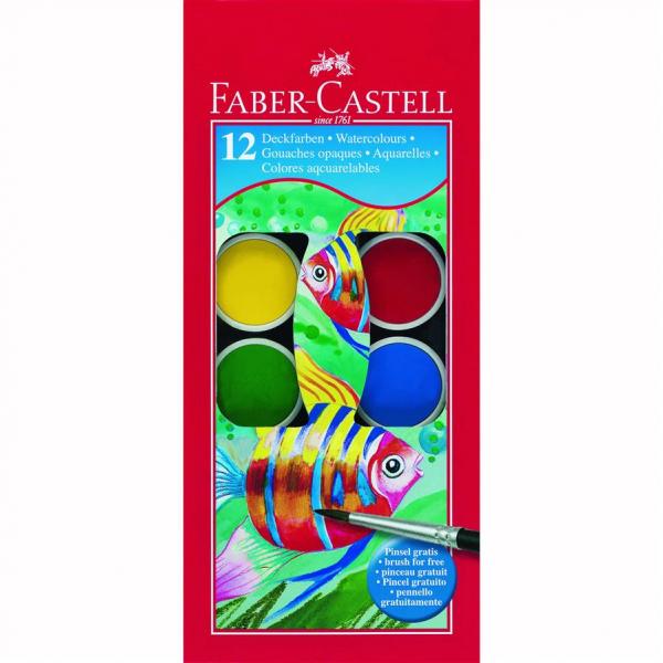 Acuarele 12 culori 30 mm + Pensula 2023, Faber-Castell [2]