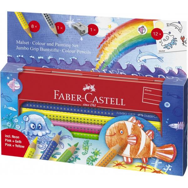 Set Cadou 8 Culori si Accesorii Jumbo Grip Ocean Faber-Castell [1]