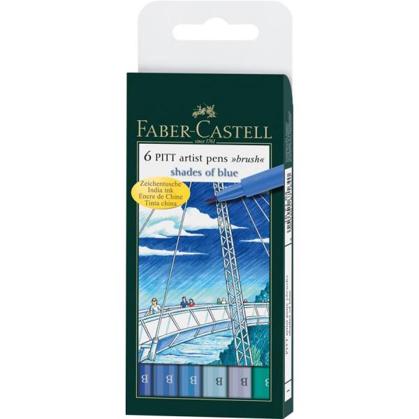 Pitt Artist Pen Set 6 Buc Albastru Faber-Castell [1]