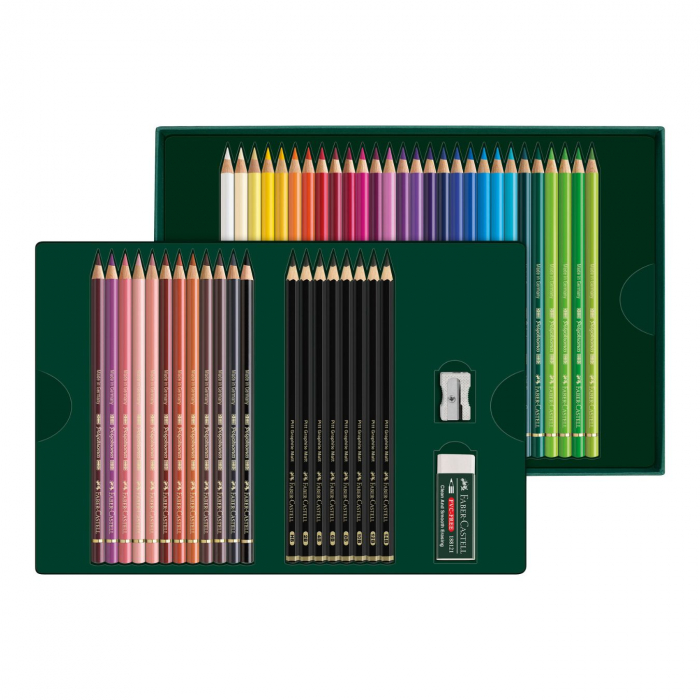 Set 40 Creioane Colorate Polychromos + 8 Creioane Grafit Matt + Accesorii Faber-Castell [3]