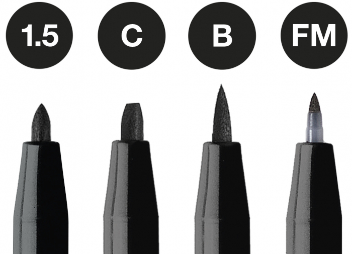 Pitt Artist Pen Set 4buc Negru ( 1.5,C,B,FM)  Faber-Castell [2]