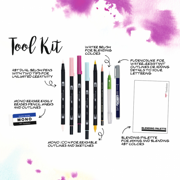 Set Caligrafie & Watercoloring Tombow Good Vibes Lettering [2]