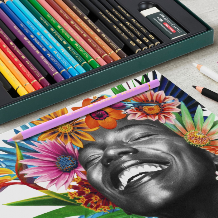 Set 40 Creioane Colorate Polychromos + 8 Creioane Grafit Matt + Accesorii Faber-Castell [4]