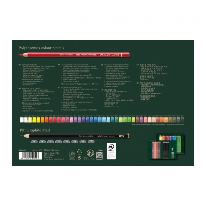 Set 40 Creioane Colorate Polychromos + 8 Creioane Grafit Matt + Accesorii Faber-Castell [2]