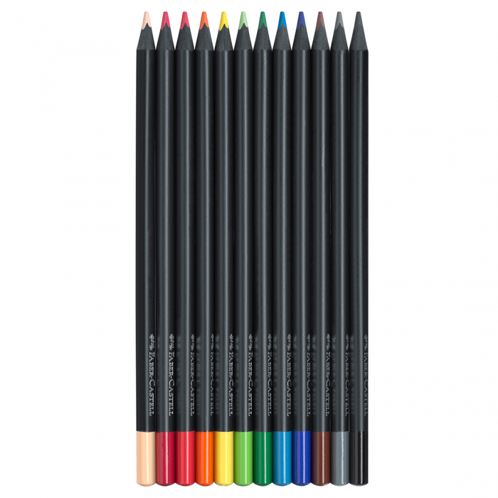 Creioane colorate triunghiulare cutie carton 12 culori Black Edition, Faber Castell [2]