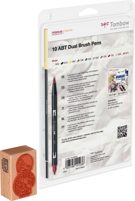 Set 10 ABT Dual Brush Pens Manga Shojo + Stamp Tombow [6]