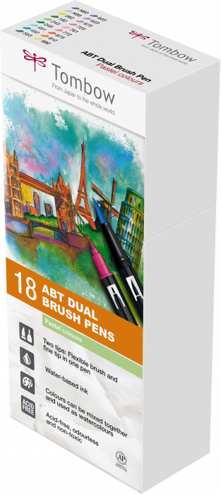 ABT Dual Brush Pen Pastel Colours - set 18 culori Tombow [4]