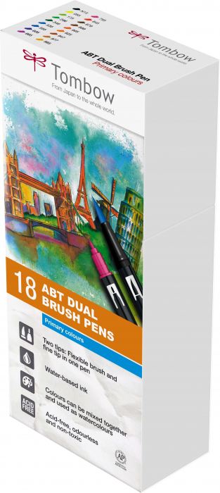 ABT Dual Brush Pen Primary Colours - set 18 culori Tombow [5]