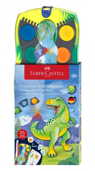 Acuarele 12 Culori Connector Dinozauri 2025, Faber-Castell [1]