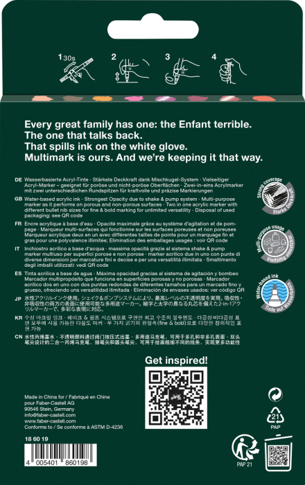 Blister 6+2 buc. Marker Acrilic Multimark Tonuri Calde, Faber-Castell [2]