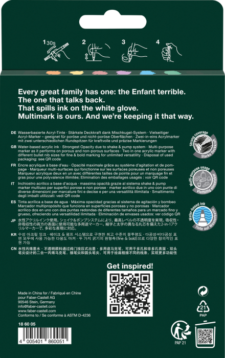 Blister 6 buc. Marker Acrilic Multimark Culori Pastel, Faber-Castell [2]