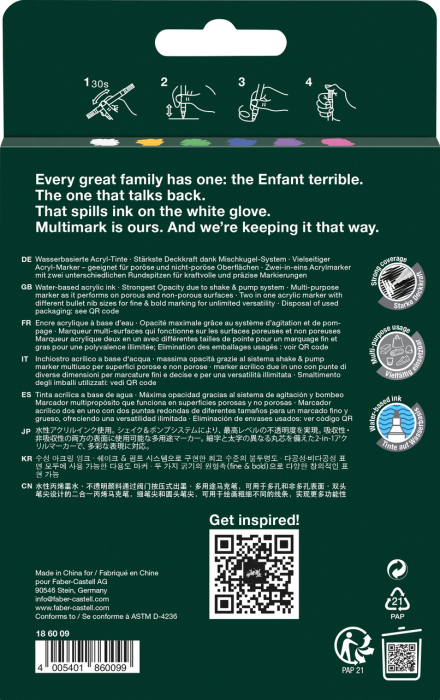 Blister 6 buc. Marker Acrilic Multimark Culori Intense, Faber-Castell [2]