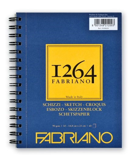 Bloc desen 1264 Schizzi, A5, 90gr, 60 file, cu spirală pe lățime, Fabriano [1]