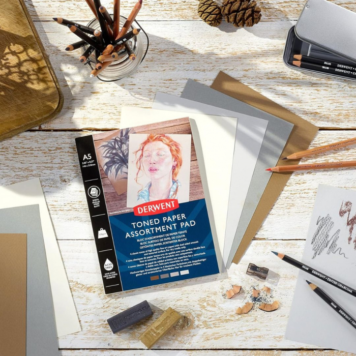 Bloc Desen Mixed Toned Paper Pad A5, 120gsm, 20 Foi, Derwent [4]