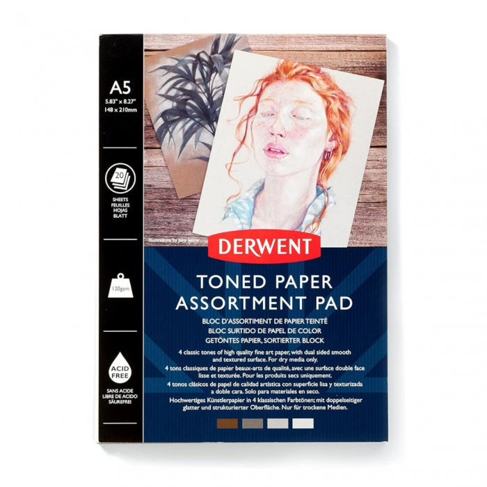 Bloc Desen Mixed Toned Paper Pad A5, 120gsm, 20 Foi, Derwent [1]