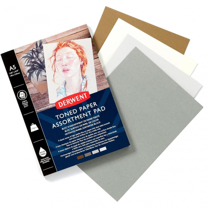 Bloc Desen Mixed Toned Paper Pad A5, 120gsm, 20 Foi, Derwent [2]