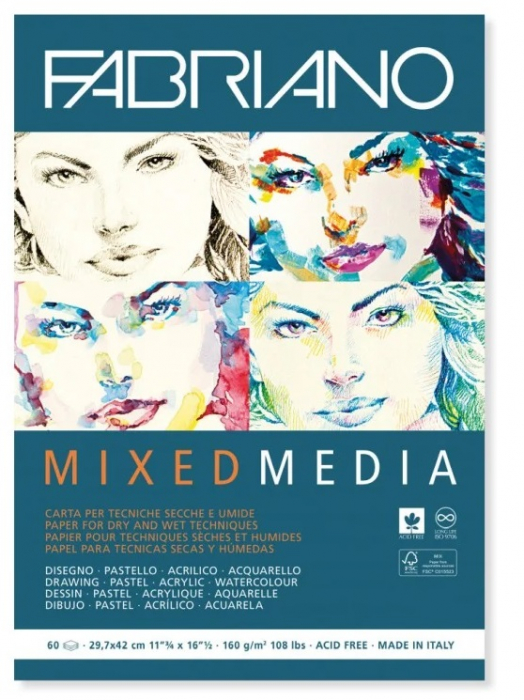 Bloc desen Mix Media, A3, fără spiră, Fabriano [1]
