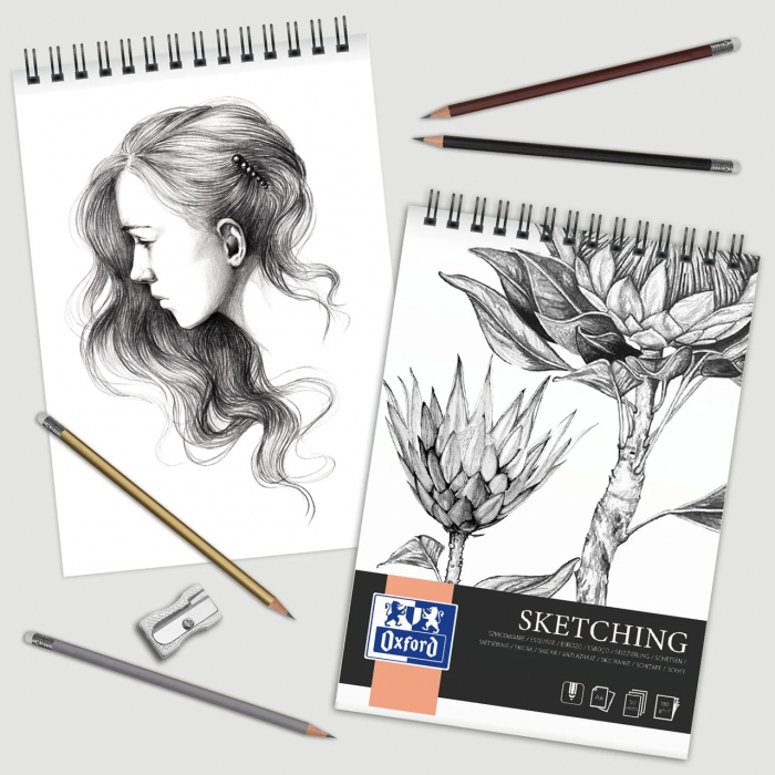 Bloc desen Sketching A4, 50 file, 120 g/mp, spira, colectia Artistic, Oxford [3]