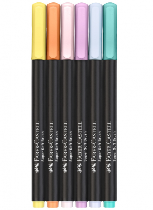 Brush Pens BLACK EDITION Set 6 culori Pastel, Faber-Castell [2]