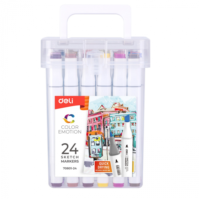 Set 24 Markere Sketching varf Dublu 1mm/7mm Deli [4]