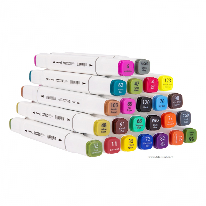 Set 24 Markere Sketching varf Dublu 1mm/7mm Deli [5]