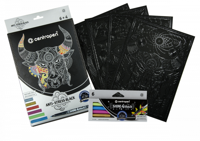 Set  4 Coli Desen Anti-Stress + 6 Markere metalice, Centropen [2]