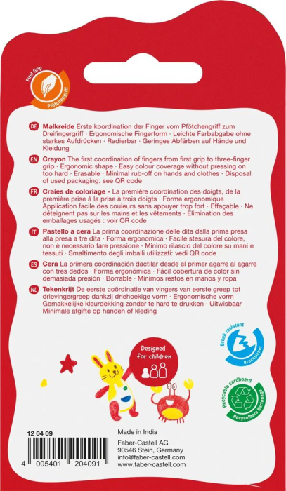 Creioane Cerate Degete Set 6 culori, Faber-Castell [2]