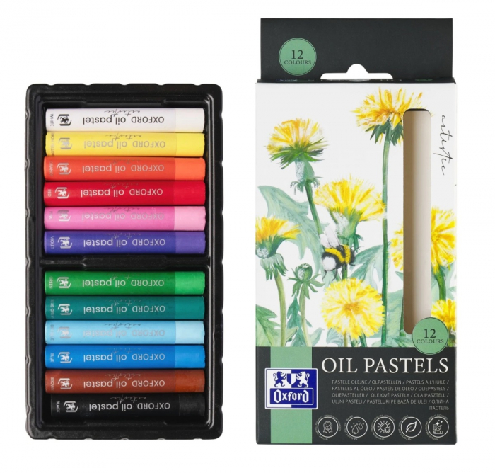 Creioane cerate Oxford Oil Pastels, set 12 culori, colectia Artistic [2]