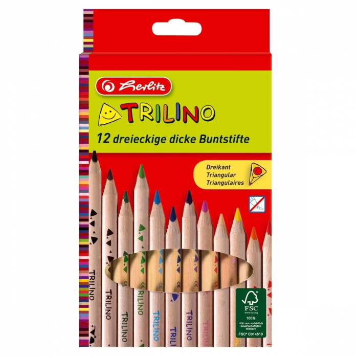 Creioane colorate Trilino Jumbo triunghiulare, set 12, Herlitz [1]