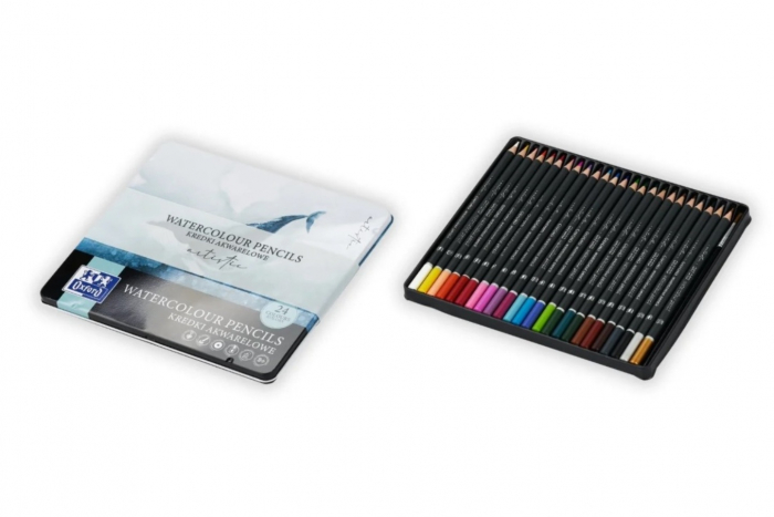 Creioane Color Watercolour, 24 culori in cutie metal,colectia Artistic, Oxford [5]