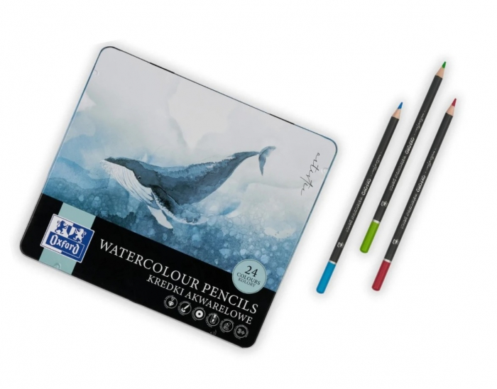 Creioane Color Watercolour, 24 culori in cutie metal,colectia Artistic, Oxford [6]