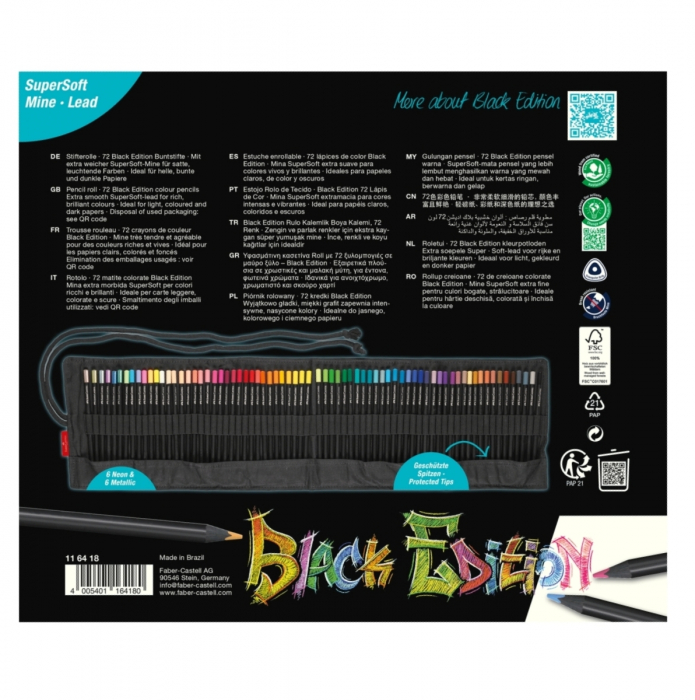 Rollup Creioane Colorate 72 Culori BLACK EDITION, Faber-Castell [6]