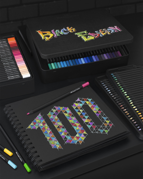 Creioane Colorate 100 Culori BLACK EDITION cutie metal, Faber-Castell [2]