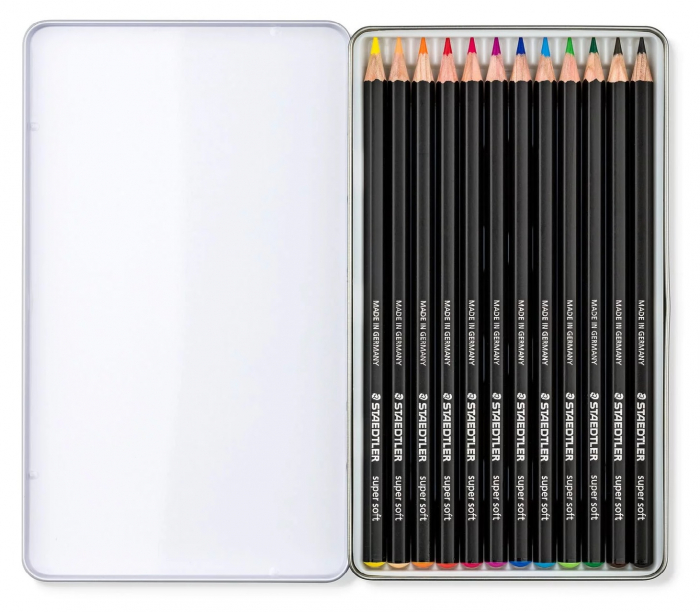 Creioane Colorate 12 Culori SUPER SOFT Cutie Metal, STAEDTLER [2]