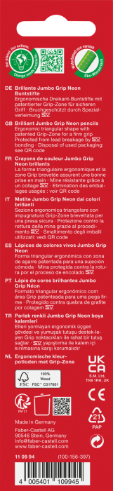 Creioane Colorate 5 Culori Neon Jumbo Grip, Faber-Castell [2]