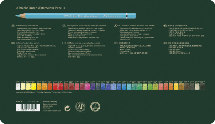 Creioane Colorate Acuarela A.Durer 36 culori, cutie metal Faber-Castell [4]