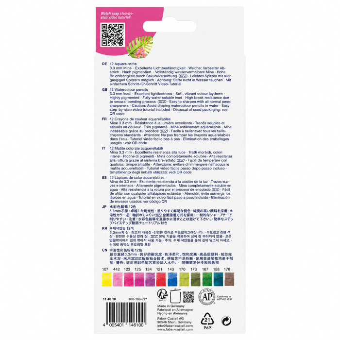 Creioane Colorate Aquarelle Goldfaber Tropical Collection, 12 Culori, Faber-Castell [3]