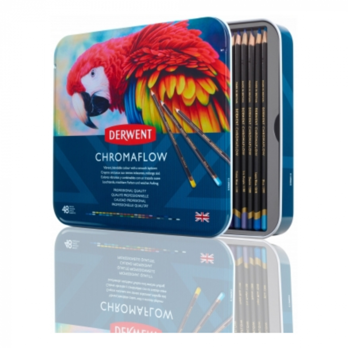 Creioane colorate Professional Chromaflow, cutie metalica, 48 buc/set, Derwent [1]