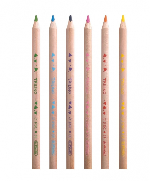 Creioane color Trilino Jumbo triunghiulare, motiv Mermaid, set 6, Herlitz [2]