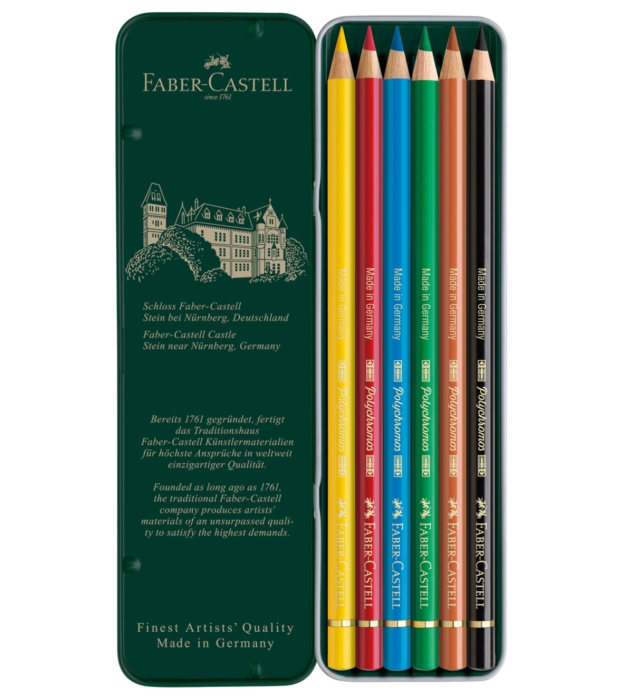 Creioane Colorate Polychromos 6 Culori Cutie Metal, Faber-Castell [2]