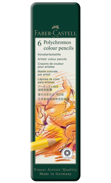 Creioane Colorate Polychromos 6 Culori Cutie Metal, Faber-Castell [3]