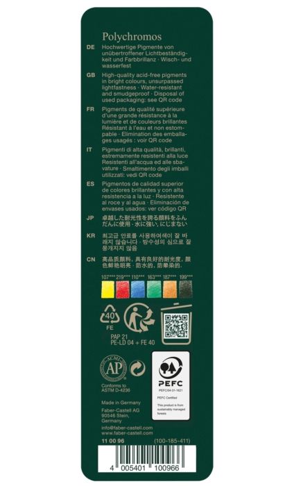 Creioane Colorate Polychromos 6 Culori Cutie Metal, Faber-Castell [4]