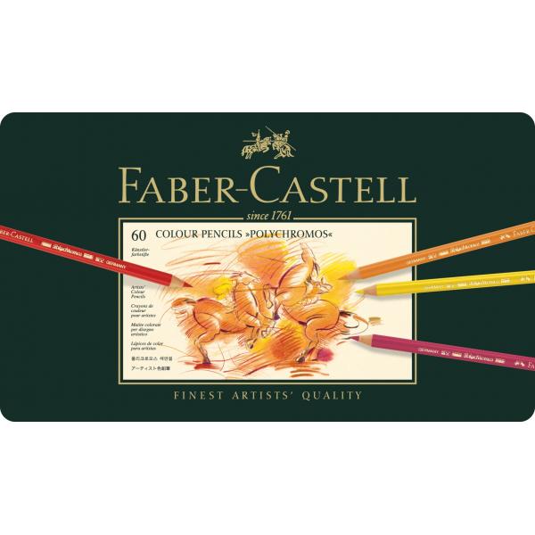 Creioane Colorate Polychromos 60 Culori Cutie Metal, Faber-Castell [2]