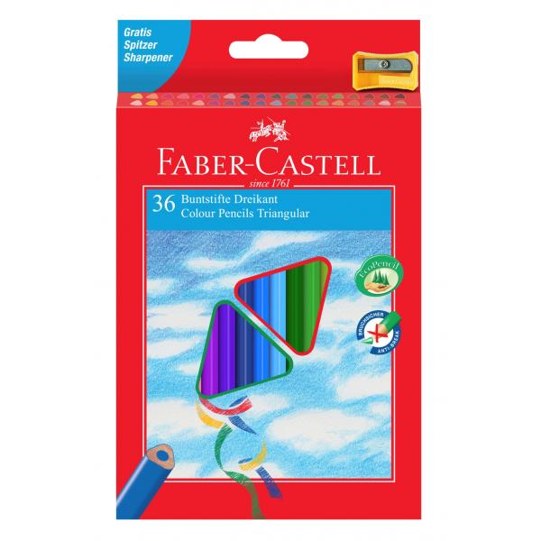 Creioane Colorate Triunghiulare cu Ascutitoare Eco 36 culori Faber-Castell [1]