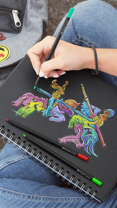 Creioane colorate triunghiulare cutie carton 12 culori Black Edition, Faber Castell [3]